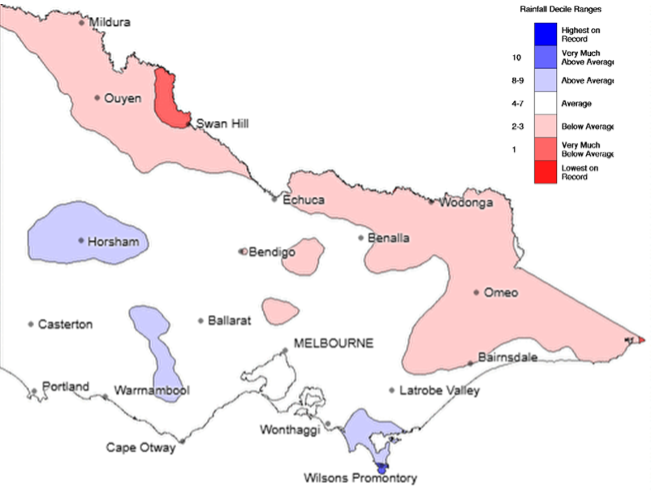 Victorian Rainfall Deciles for October 2025